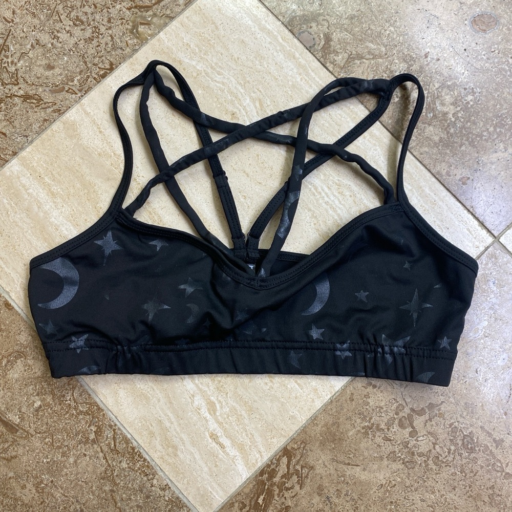 Dolls Kill Black Celestial Strappy Sports Bra